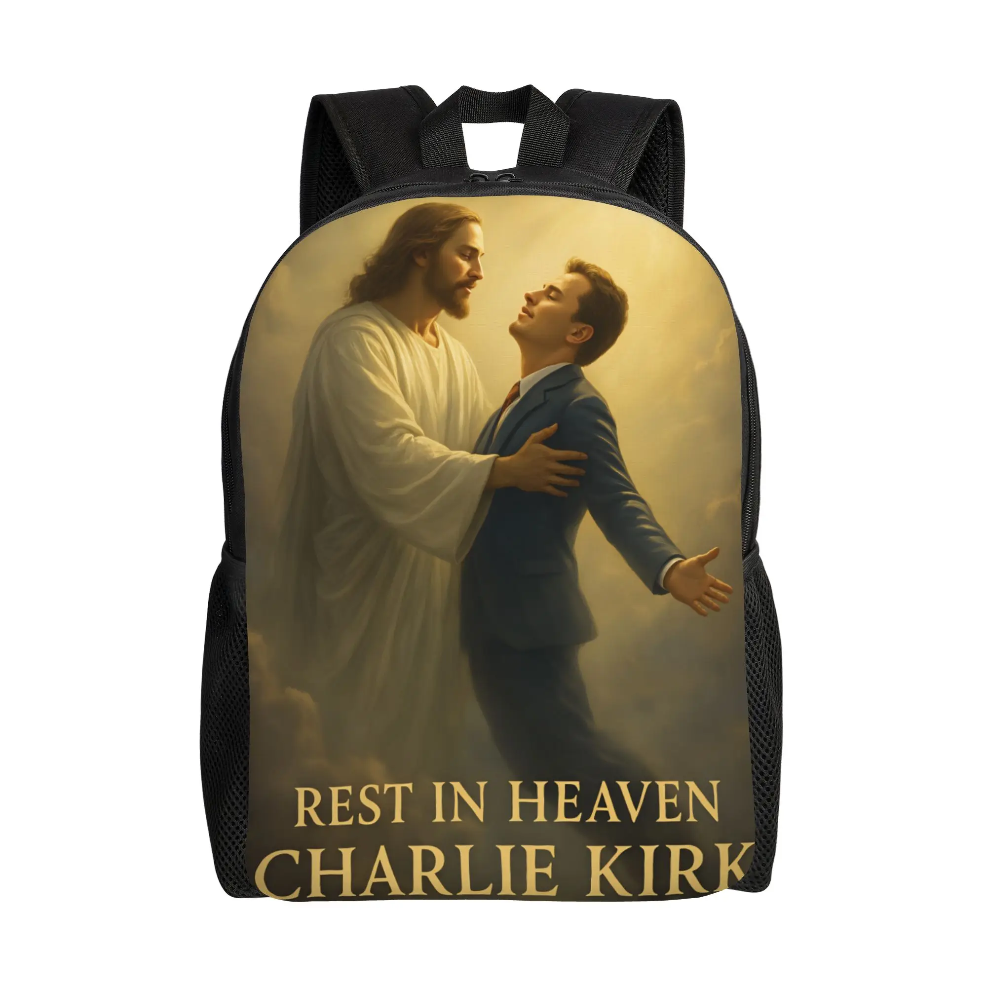 Charlie Kirk Angelic Advocate Backpack  Boy Polyester University Backpacks Pattern Cute High School Bags Rucksack