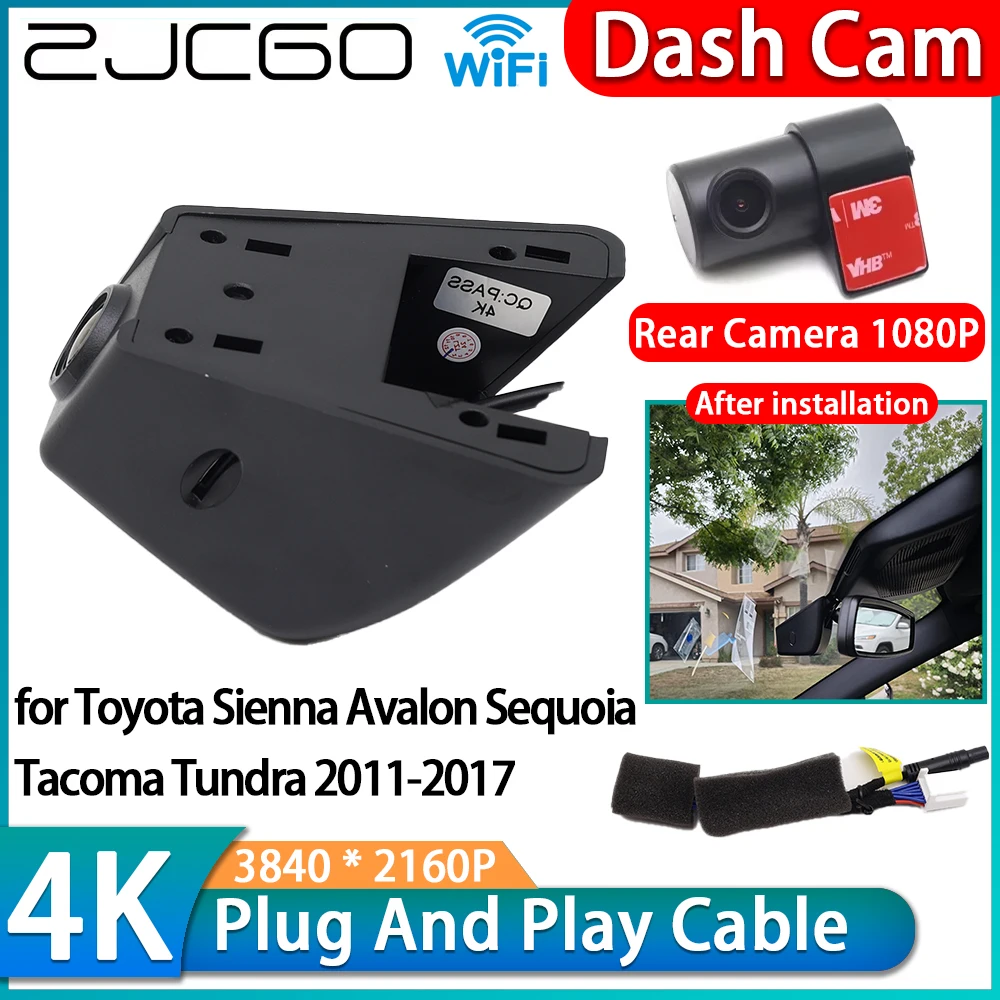 ZJCGO for Toyota Sienna Avalon Sequoia Tacoma Tundra 2011-2017 Wil 4K Wifi DVR Video Recorder Dash Cam Front Rear Camera