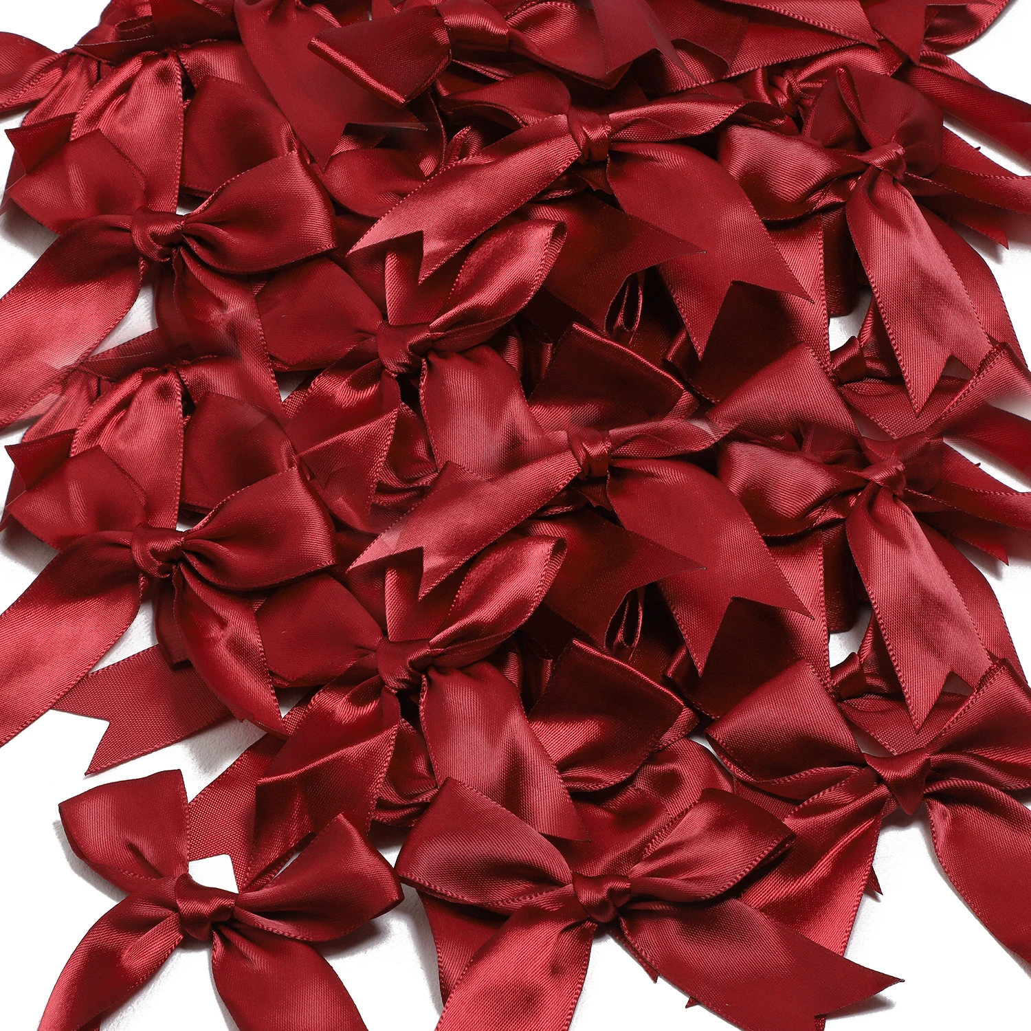 2/30/50pcs Wine Red Ribbon Bows Versatile for DIY Christmas Tree Accessories Packaging Gifts Wedding Party Making Craft Supplies