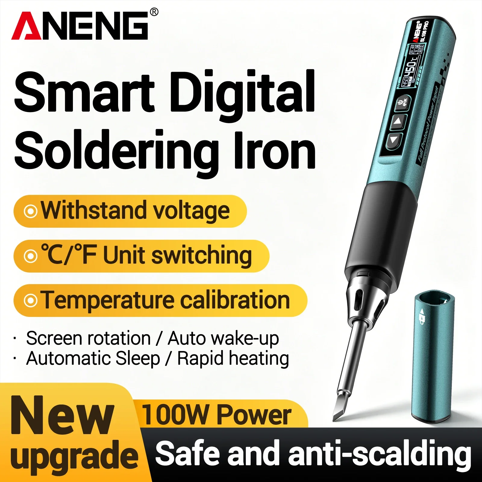 ANENG SL108 PRO Digital Soldering Station Iron T12 Tip 9-28V Fast Charge Rotatable Screen Multi-language Electronics Welding Kit