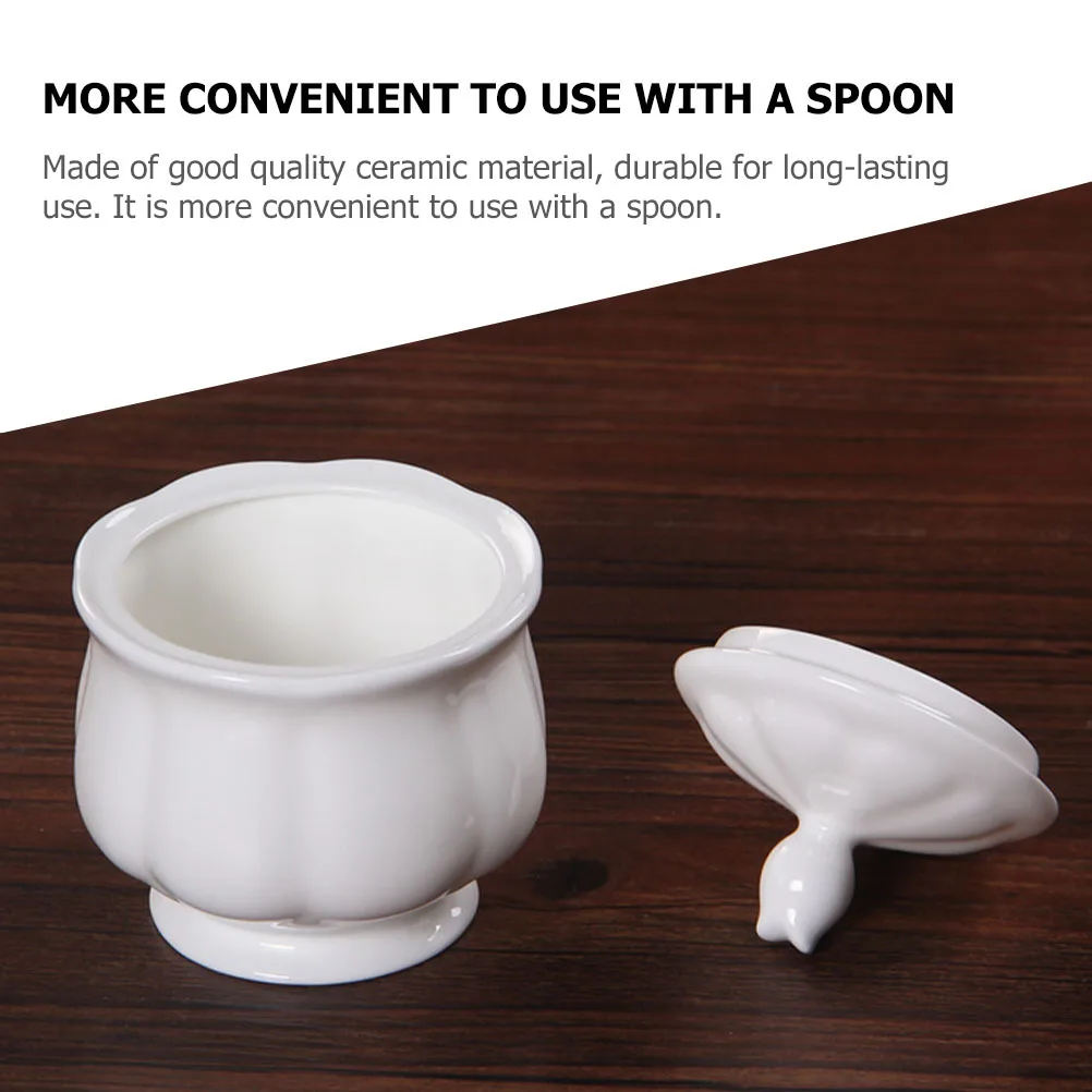 

1Pcs Sugar Canister Ceramic Cube Jar for Coffee Candy Salt Storage Large Mouth Design Kitchen Pantry Organizer White