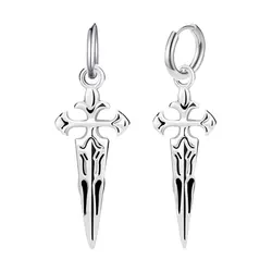 1 pair of punk Hip hop rock Cross sword pendant earrings for men