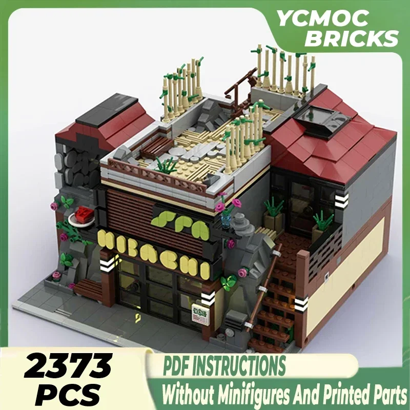 Street View Model Moc Building Bricks Hibachi Restaurant & Day Spa Technology Modular Blocks Gift Christmas Toy DIY Set Assembly