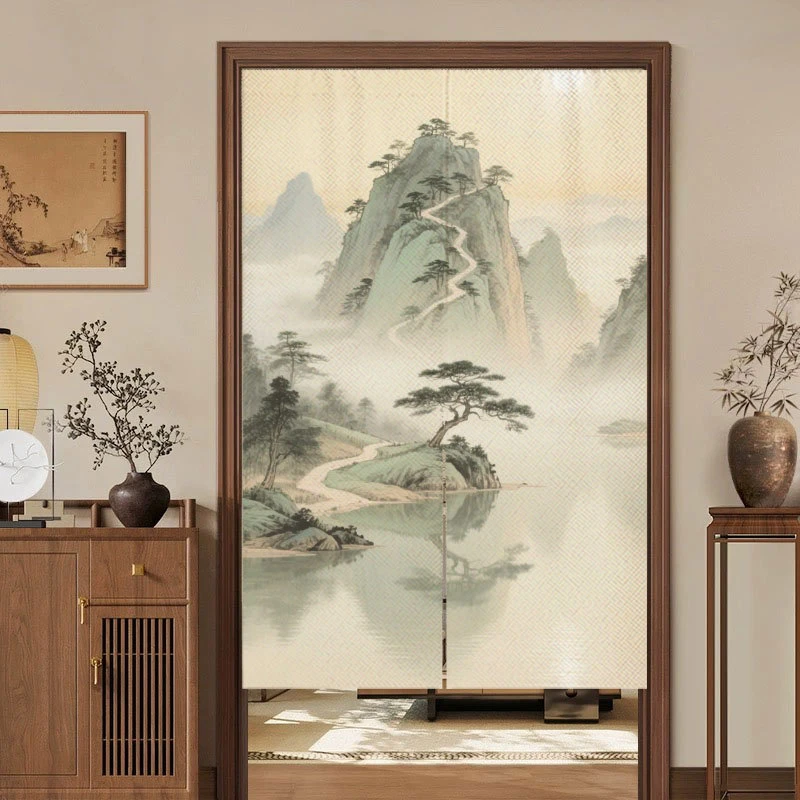 VIKAMA Japanese Wabi-Sabi Half-Door Screen, Space Divider for Tea Rooms and Living Rooms, Zen-Inspired Home Decor