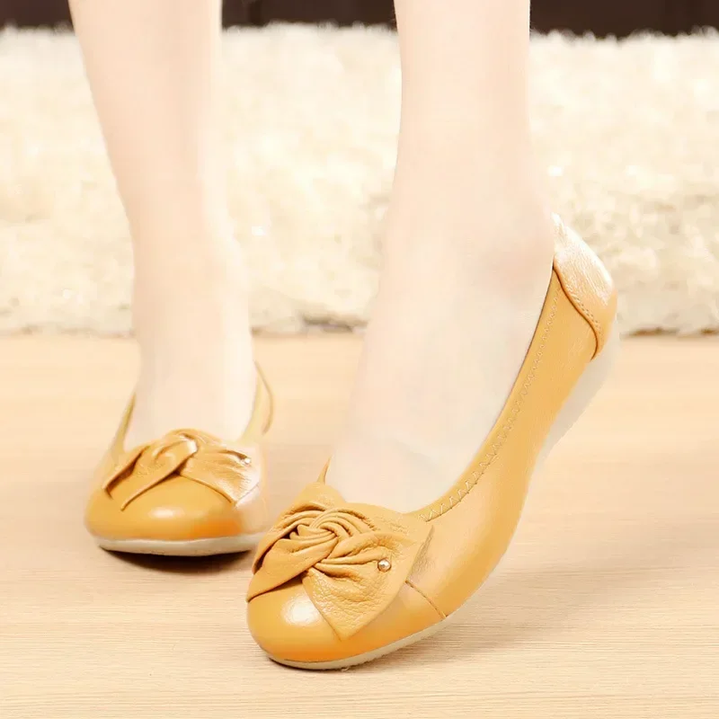 Cow Leather Women Shoes Platform Shoes Wedges Slip-on Plus Size Woman Loafers Fashion Elegant Boat Shoes Quality Ladies Flats