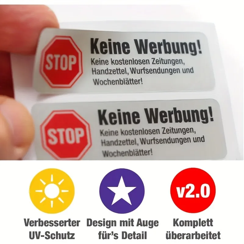 5 عبوات من الملصقات القابلة للإزالة والخالية من الإعلانات (مادة PET) لإيقاف إعلانات صندوق البريد