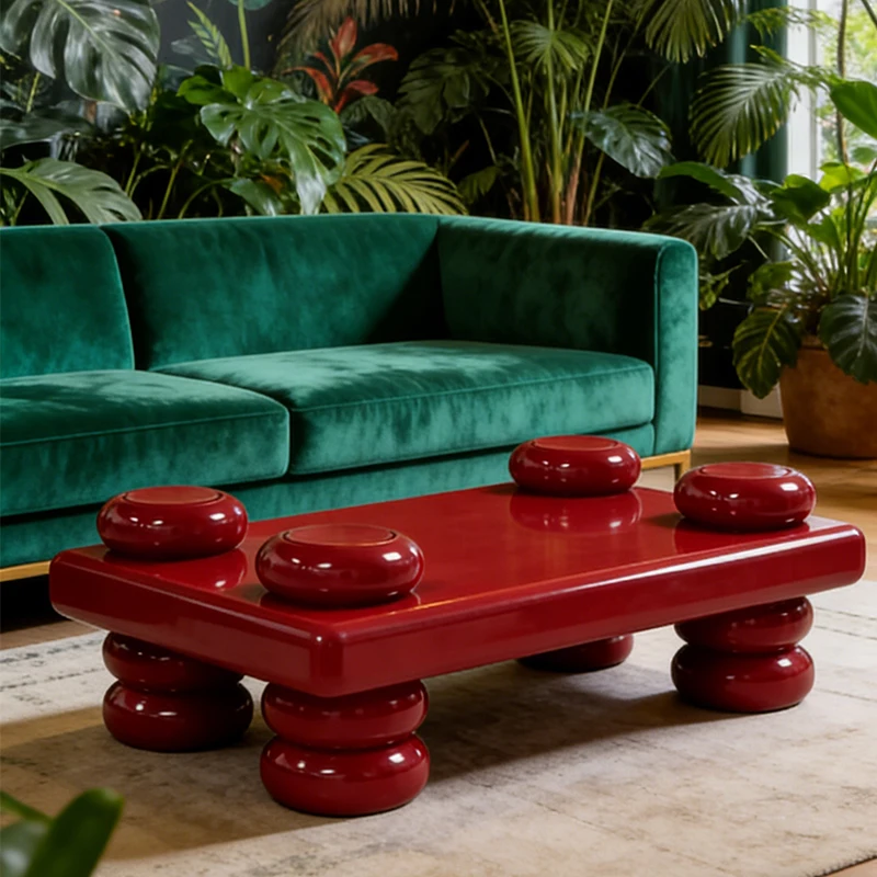 

wq-Light Luxury French Red Coffee Table Customizable Living Room Tea Table Creative Designer Coffee Table^