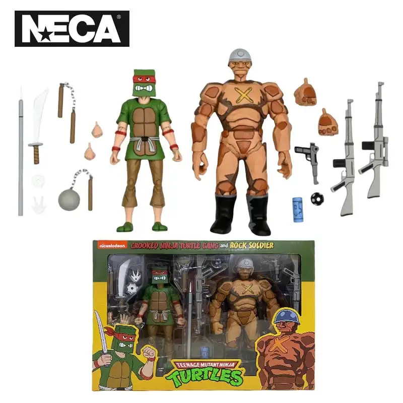 NECA 54252 Toys Teenage Mutant Ninja Crooked Ninja Turtle Gang And Rock Soldier 2er-Pack 18 cm