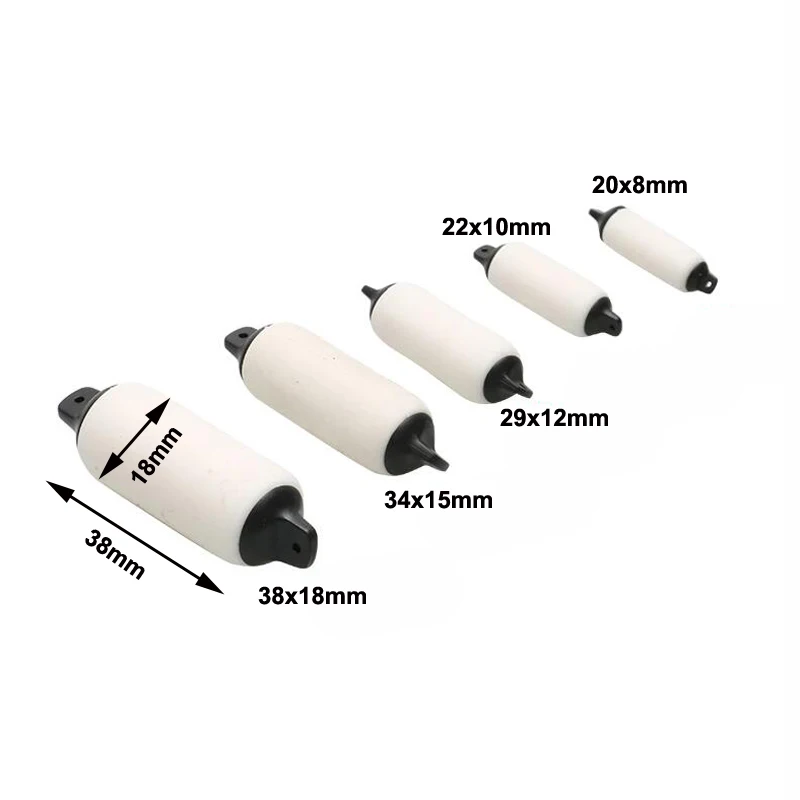 2PCS ABS/Silicone Crash Column Simulation Assembled Boat Model White Collision Bumping Post 20x8/22x10/29x12/34x15/38x18mm