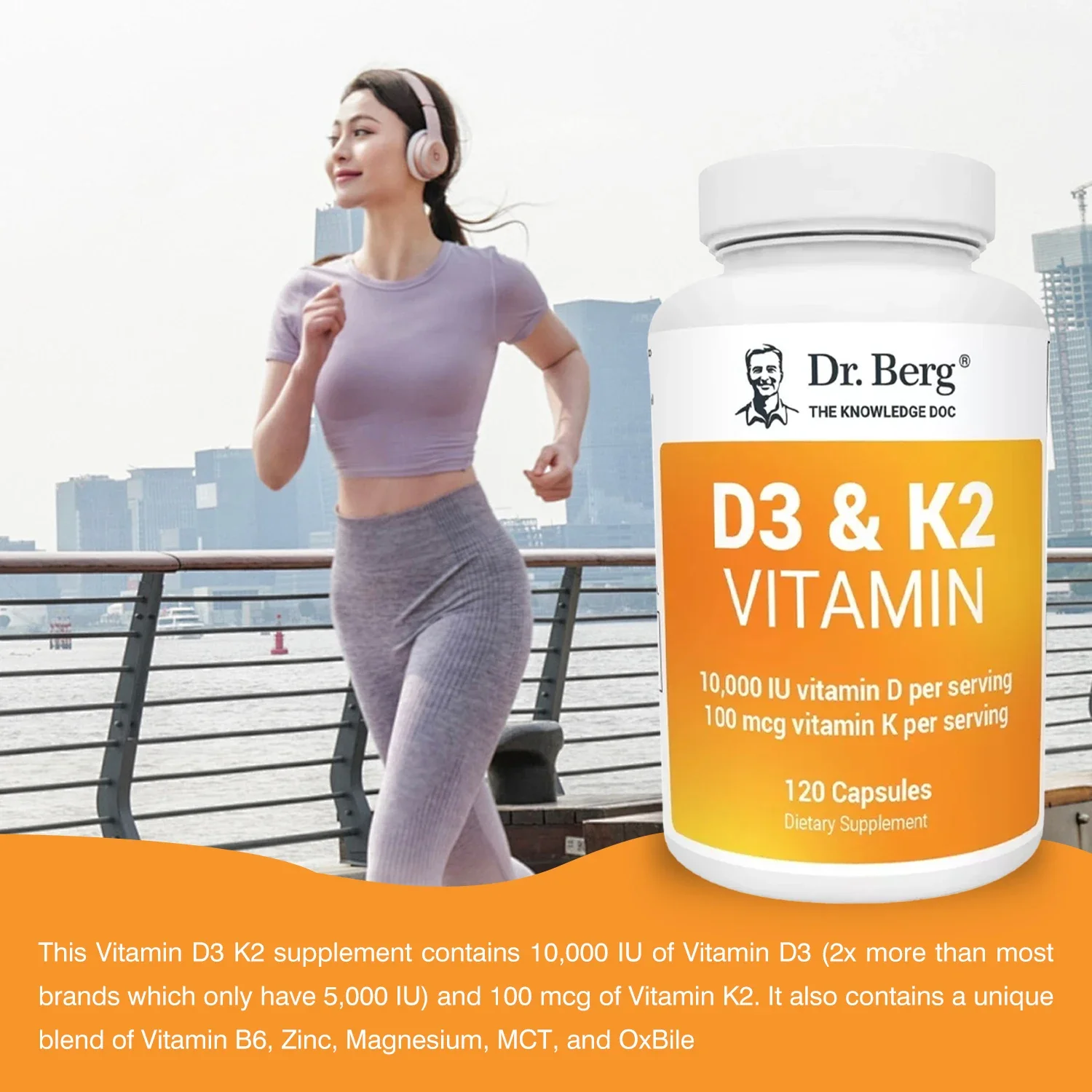 

Vitamin D3 & K2 Capsules Supplement - Promotes Bone Health and Immune Support, Effectively Relieves Pain and Improves Mobility
