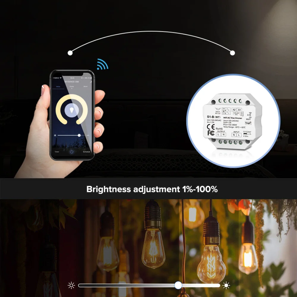 WiFi AC Triac LED 조광기 스위치 110V 220V 230V 푸시 디밍 스위치 2.4G 무선 RF 원격 제어 Tuya APP fr Alexa Google 홈