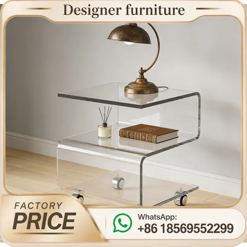 Modern Acrylic End Table Clear Finish Handmade Customized Easy To Clean For Living Room Bedroom Home Furniture