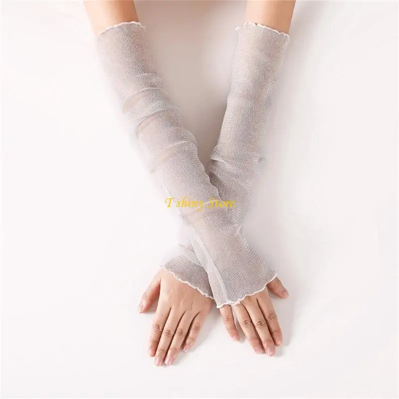 N58F 1Pair Phụ nữ tay áo tay mỏng Bảo vệ tay áo đàn hồi Lái xe Oversleeve cho hoạt động ngoài trời