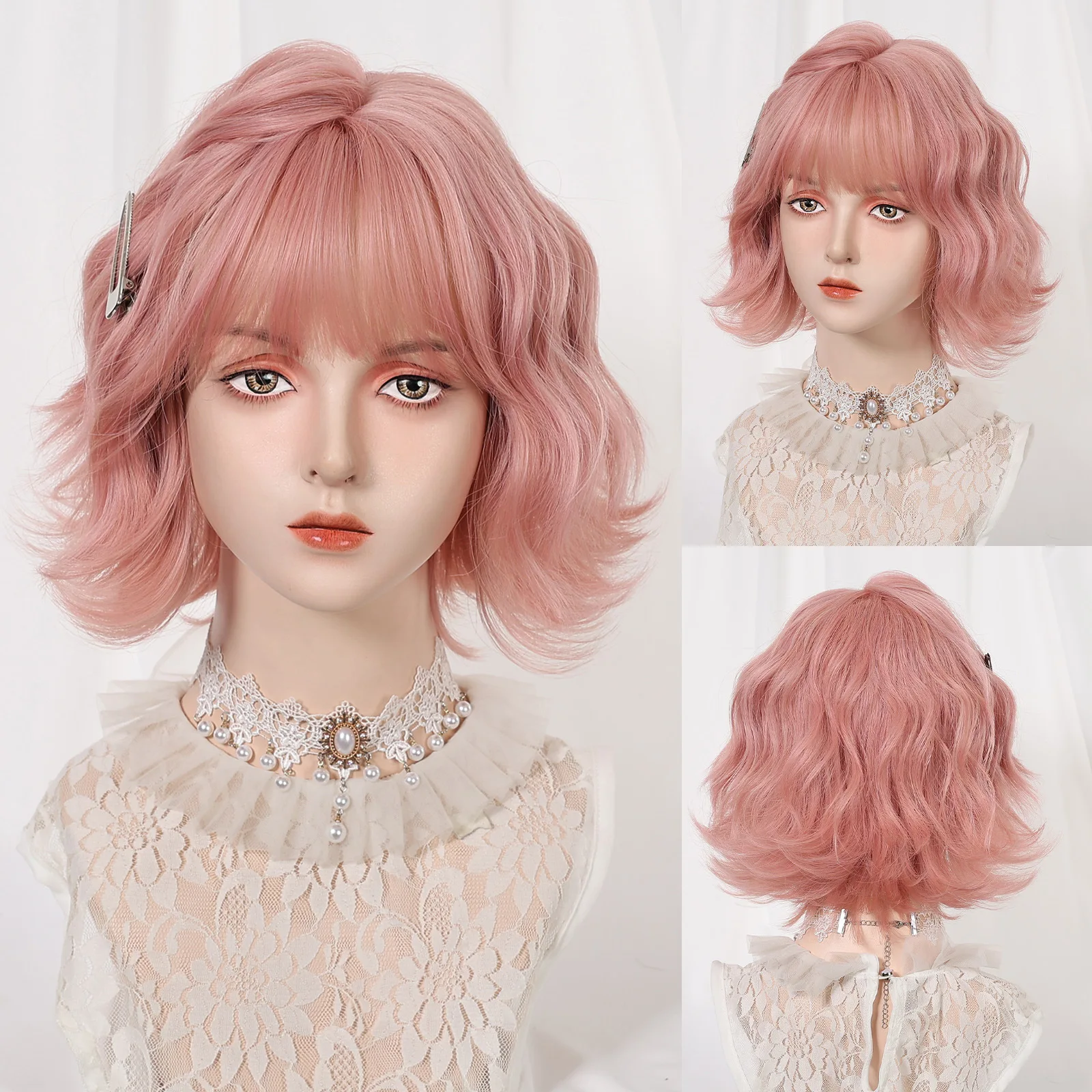 

Wig Female Cute Wind Blonde Bobo Head Short Curly Hair Matte High Temperature Silk Full Head