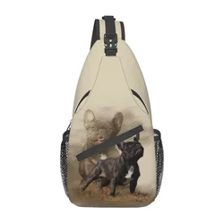 Mochila de Bulldog Francés personalizada para hombres, bandolera de hombro para perros, mochila de pecho para viajes, senderismo, mochila de día