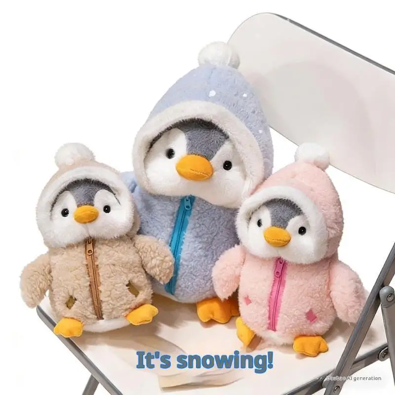 Penguin Plush Toy Fluffy Stuffed Animal Comforting Sleep Doll for Baby Kids Girls Birthday Christmas Gift