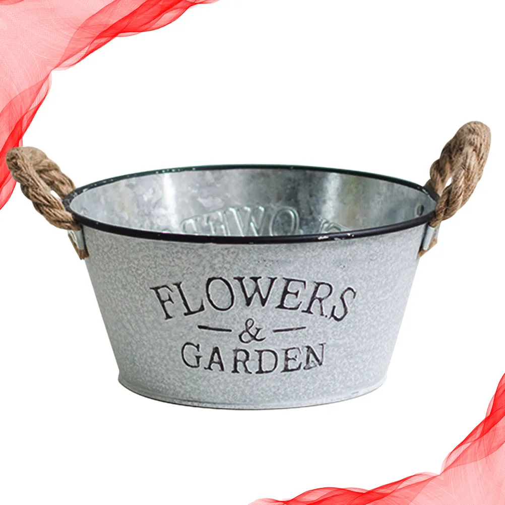 

Tin Flower Bucket Gardening Decor Planter Buckets Household Water Pot Metal Rustic Holder