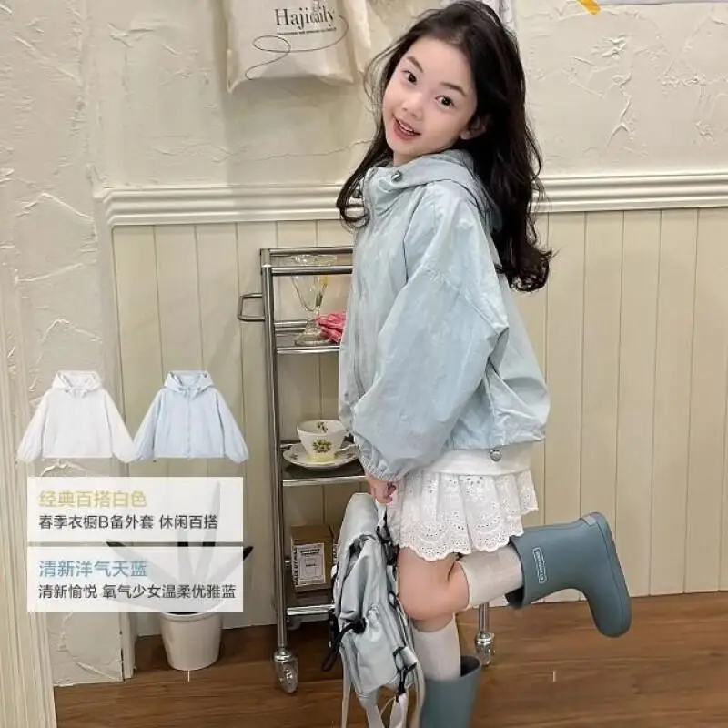 

Вместительная куртка для девочек, весенне-летние топы, новые модные толстовки, солнцезащитная одежда, толстовка с карманом, детская одежда