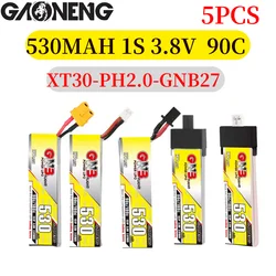 5 szt. Bateria Lipo GAONENG GNB 530mAh 1 s1p 3.8V 90C ze złączem wtykowym XT30/PH2.0/GNB27 do dron FPV Mini quadów