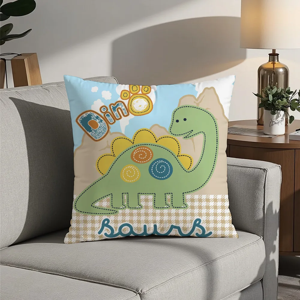 

Cartoon Dinosaur Cute Pillow Case Plush Fabric Soft Pillowcase Double Sided Print Cushion Cover Household Gifts