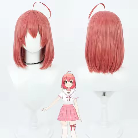 Vtuber Hololive Sakura Miko Cosplay Wig Short Pink Cosplay Anime Wigs Heat Resistant Synthetic Party Wigs + Wig Cap