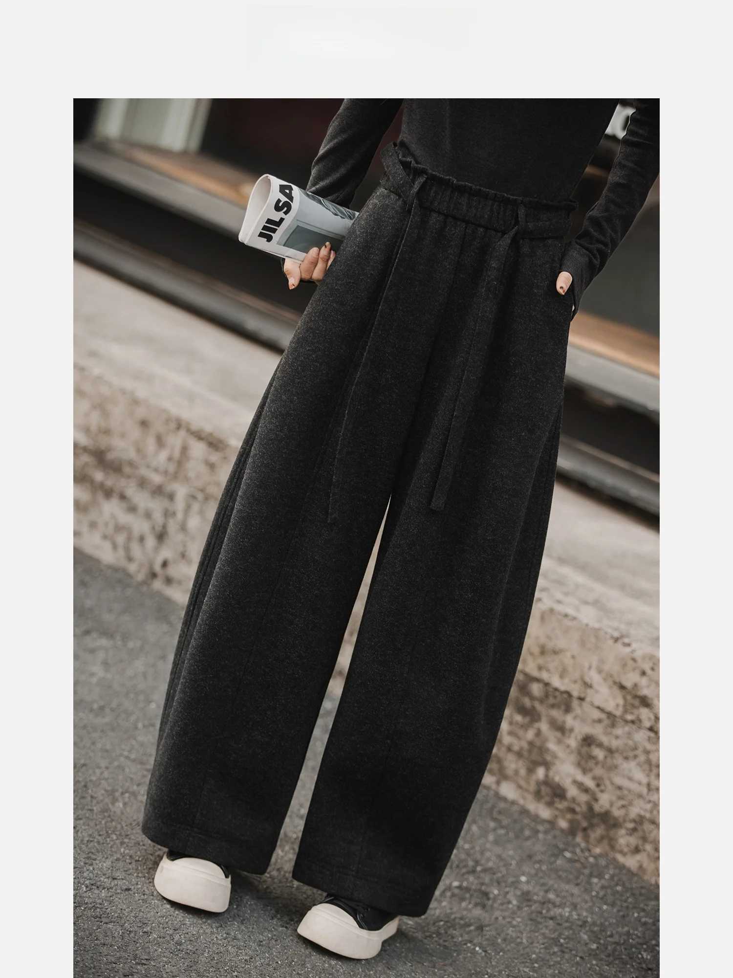 

Женские повседневные брюки с высокой талией и широкими штанинами, больших размеров, на флисовой подкладке, утепленные, для полных женщин, зимние, новинка