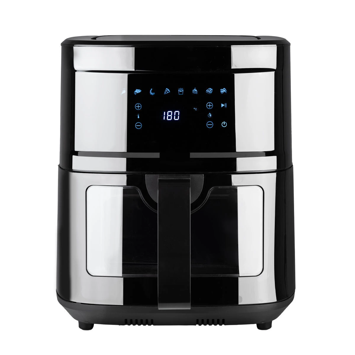 9.1L Large Capacity Stainless Steel XL Air Fryer with Digital Display 8 Programs Double Basket Oil-Free for Roasting Baking