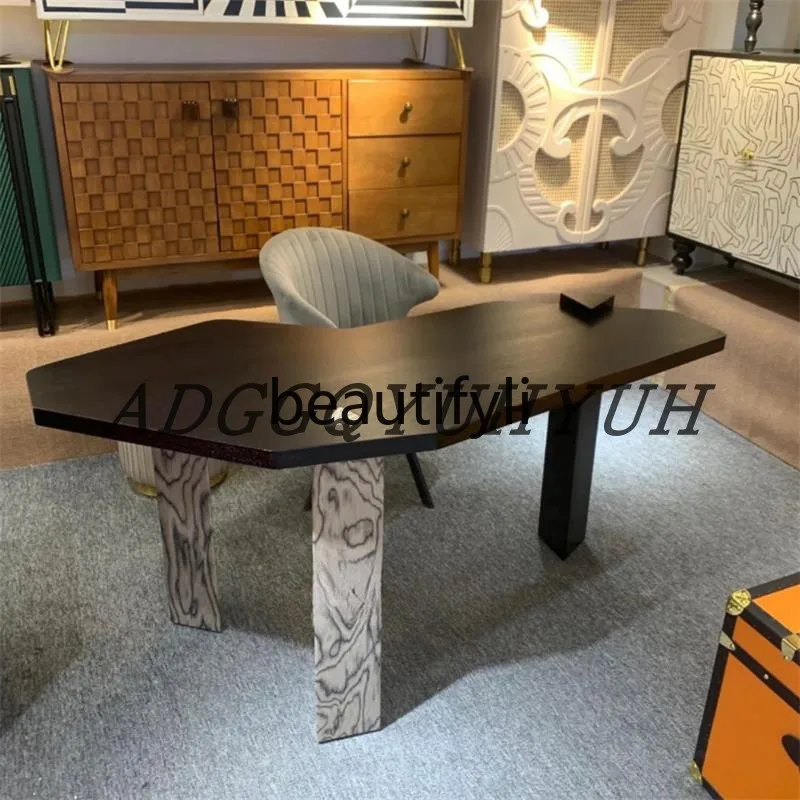 

Wabi Sandy Wind Solid Wood Medieval Household Simple Dining Table Living Room Rectangle Personalized Desk Log Negotiation Table