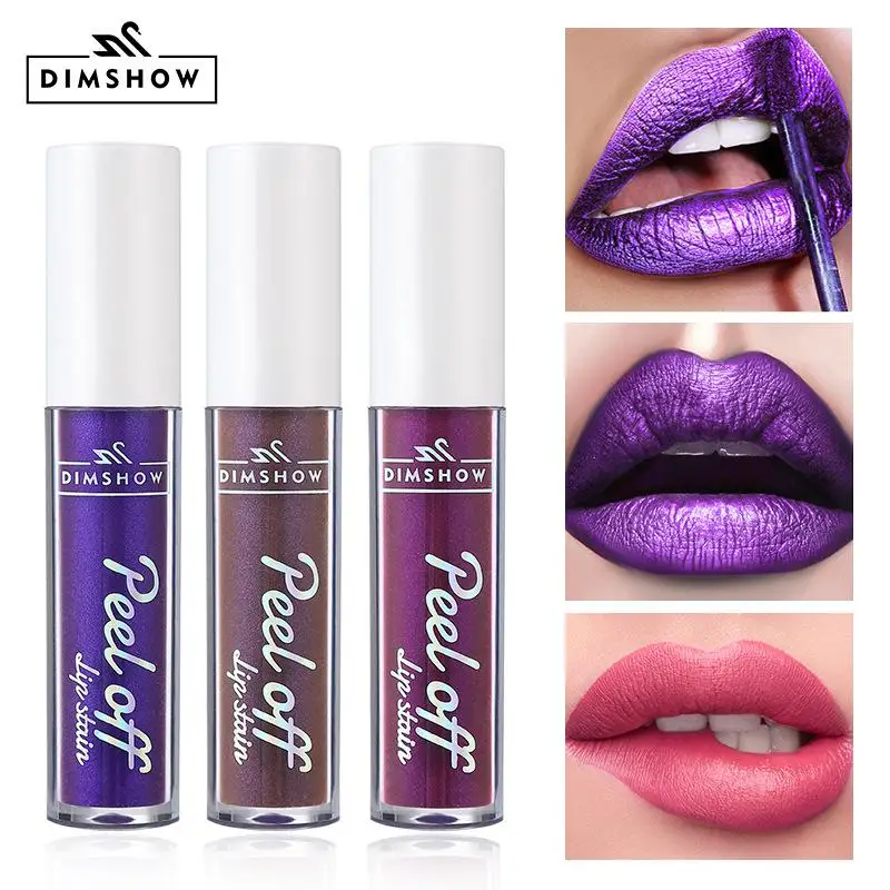 DIMSHOW Peel Off Lip Stain Reveal Long Lasting Waterproof Lip Tint Transfer Proof Non-stick Cup Natural Lip Stain Cosmetics