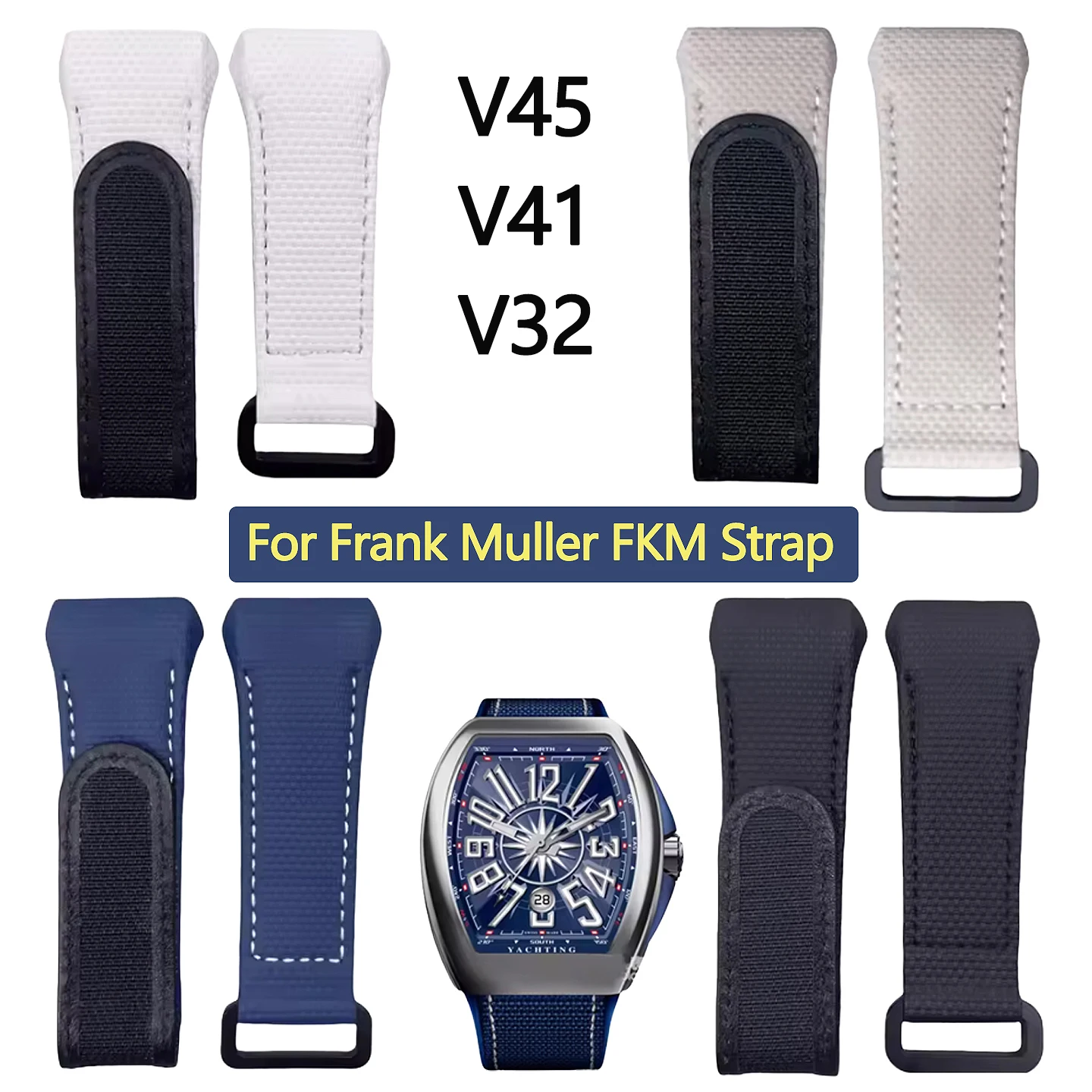 

V45 FKM Rubber Customized Watch Band for Franck Muller V45 V32 V41 Series Watch strap Fluororubber Rubber Strap men's Bracelet
