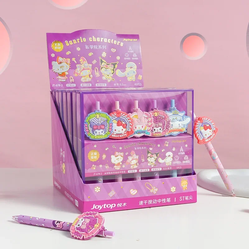 

5Pcs New Sanrio Stereo Silicone Press Gel Pen Kawaii Hello Kitty Kuromi Student Stationery School Supplies 0.5 Black Pens Gifts