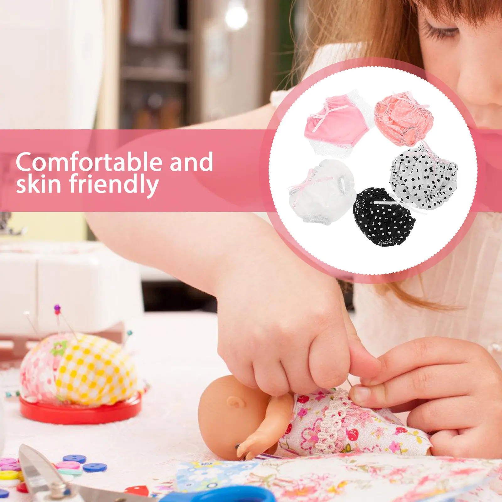 5Pcs Mini Underwear Polyester Reusable Pretend Play Baby Clothes Toddler Accessories Set Toddler Accessories