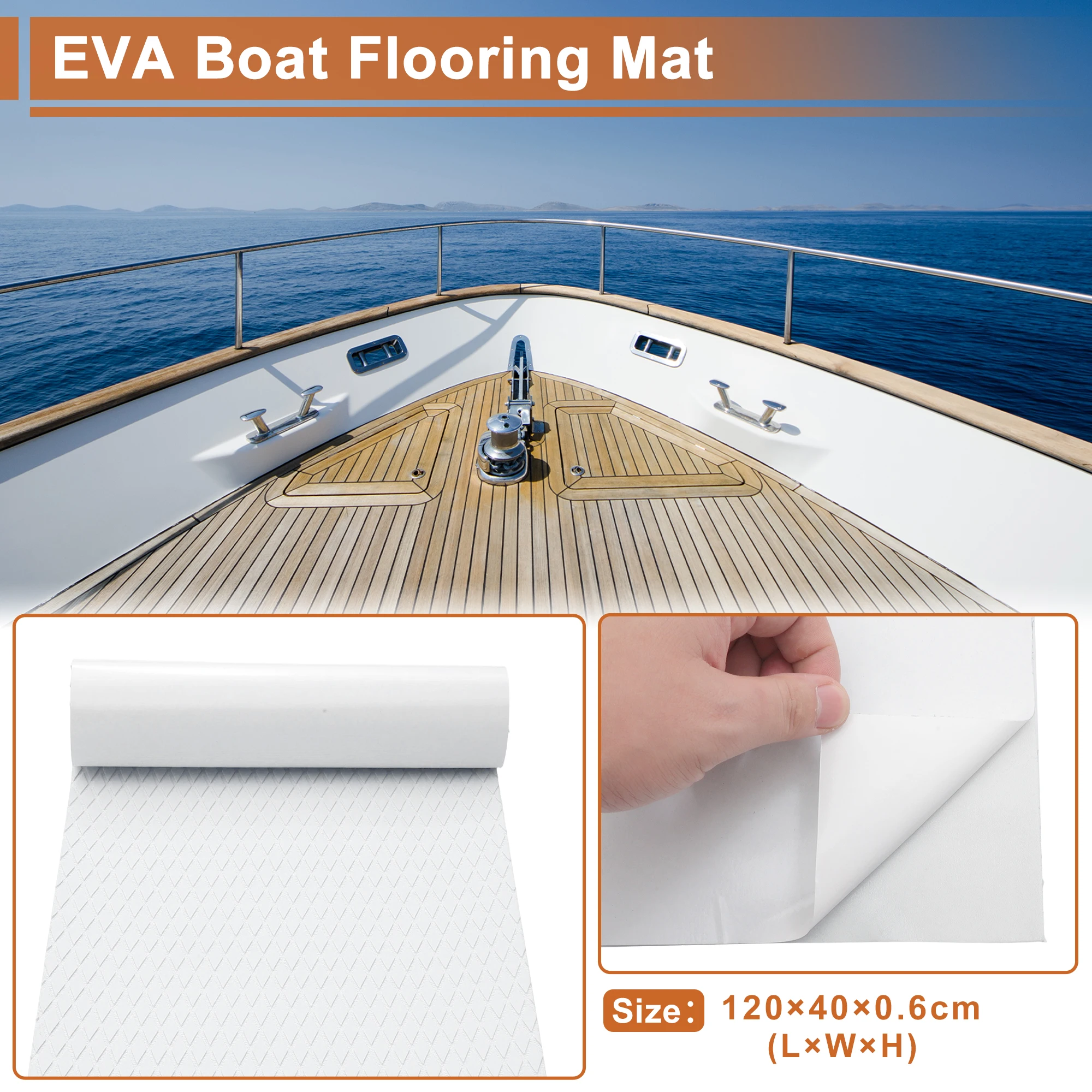 Uxcell 1200x400mm EVA Foam Boat Flooring Pad Marine Decking Sheet Mat Car Truck Yacht Mat Non-Slip Self Adhesive Boat Deck Pad