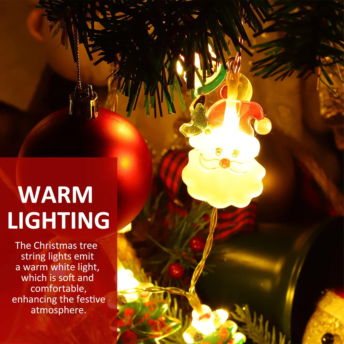 1.5M Christmas LED String Lights Tree Battery Garden Decoration Colorful Light Warm Snowmen Santa Strings White Home Stake For