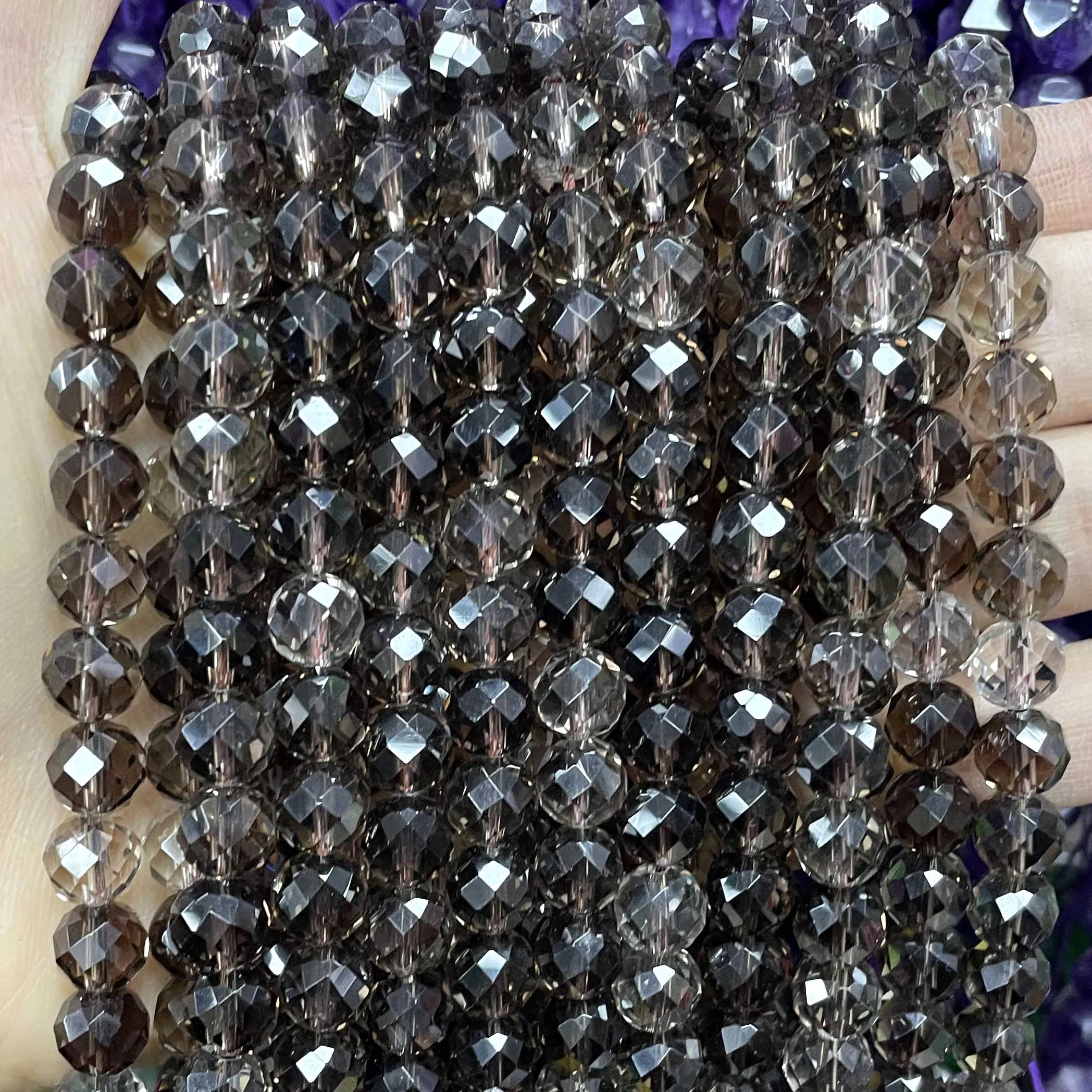 Natural Stone Faceted Brown Smoky Quartz Round Gemstone Spacer Beads For Jewelry Making DIY Bracelet Necklace 6/8/10MM