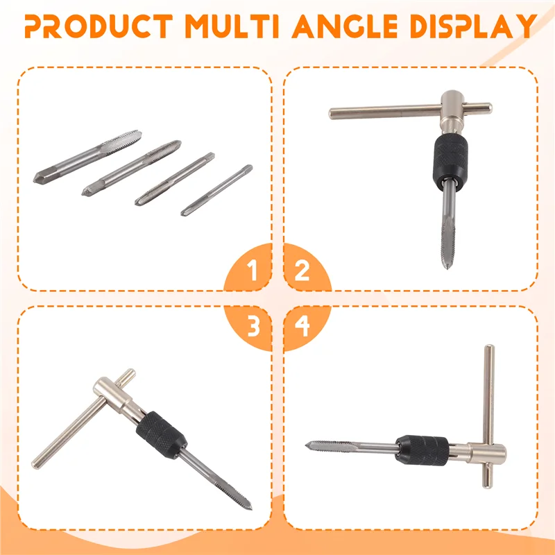 

A23P 5Pcs/Set T Type Machine Hand Screw Thread Taps Reamer M3/M4/M5/M6 Tap Set With Twist Drill Bits And Wrench