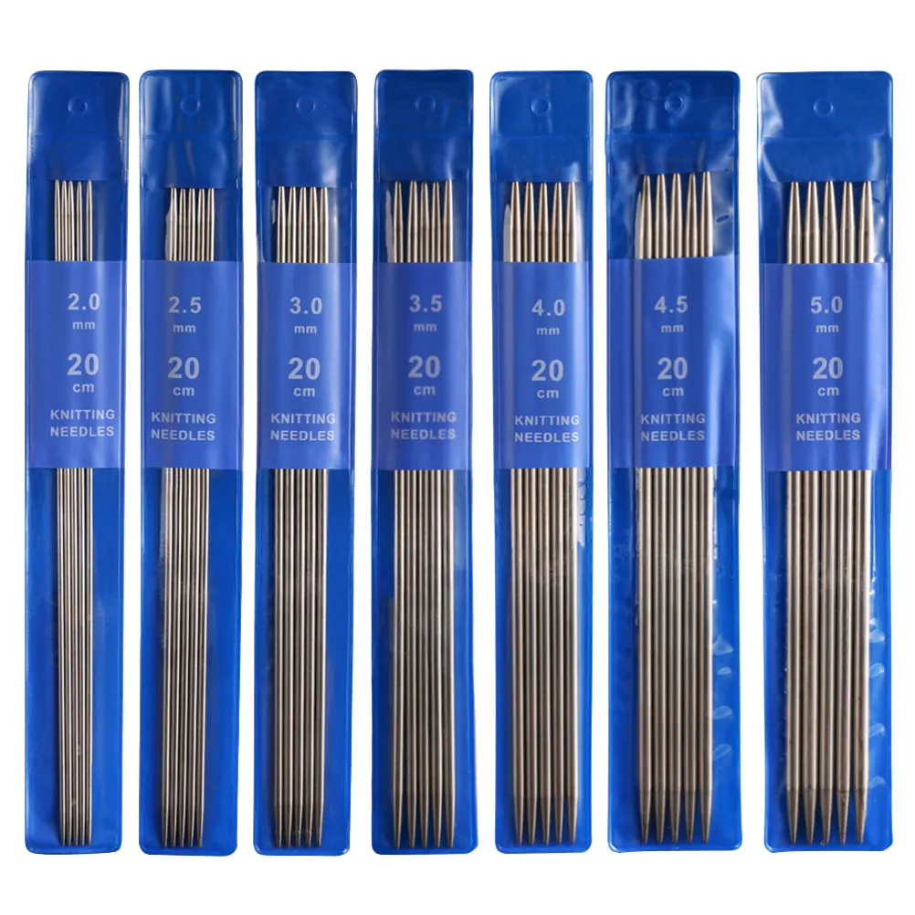 35 Pcs Knitting Needle Set 20cm Double Pointed Stainless Steel Needles Sweater Hat Scarf Dress Pet Clothes DIY Crochet Yarn