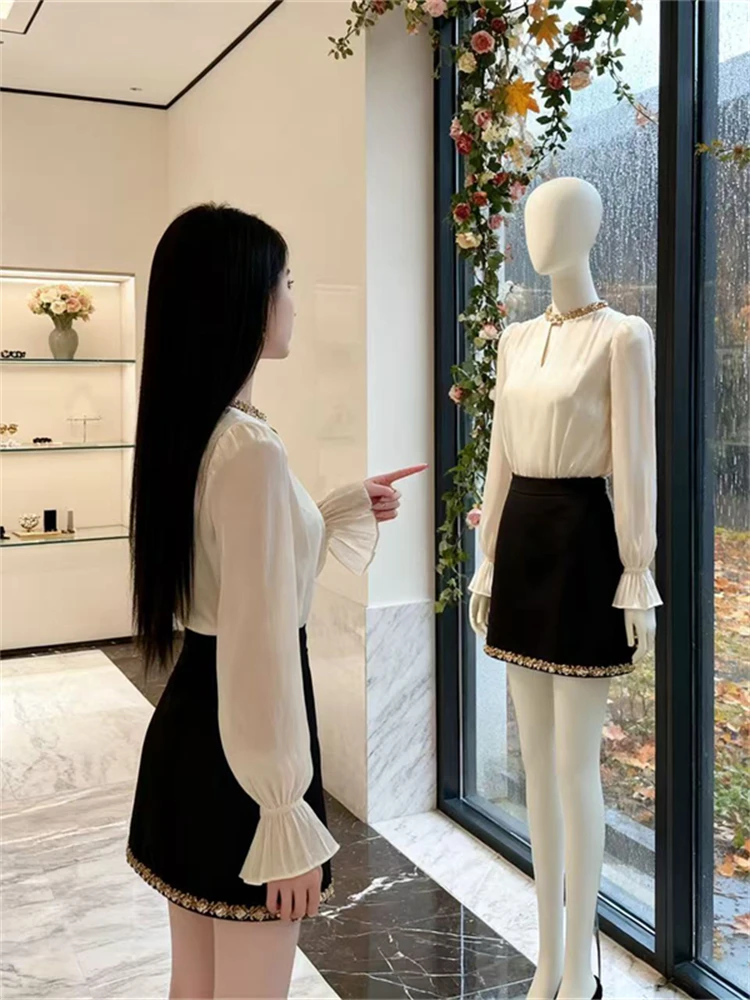 

Sweet Style Women's Two-Piece Set High Waist Skirt Trendy Early Autumn New Arrival Casual Comfortable Breathable Wear