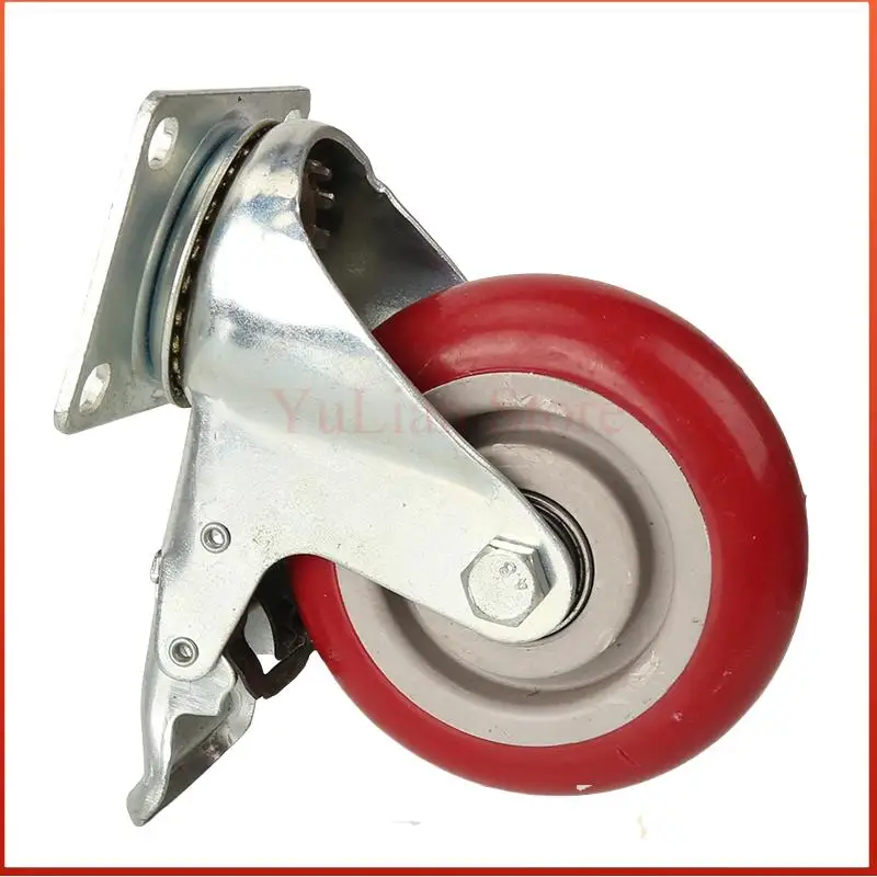 Hot 4 Inch Universal Casters: 360° Swivel Silent Operation Brake Included Suitable for Furniture Wear-Resistant Platform Trolley