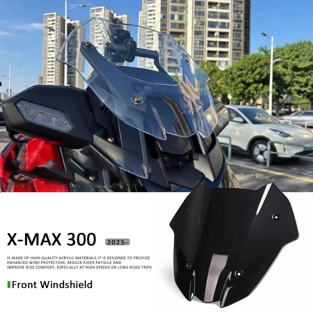 

Motorcycle Accessories Sport Windshield WindScreen Visor Viser For YAMAHA XMAX300 Xmax300 2025 Black / Transparent / Smoky