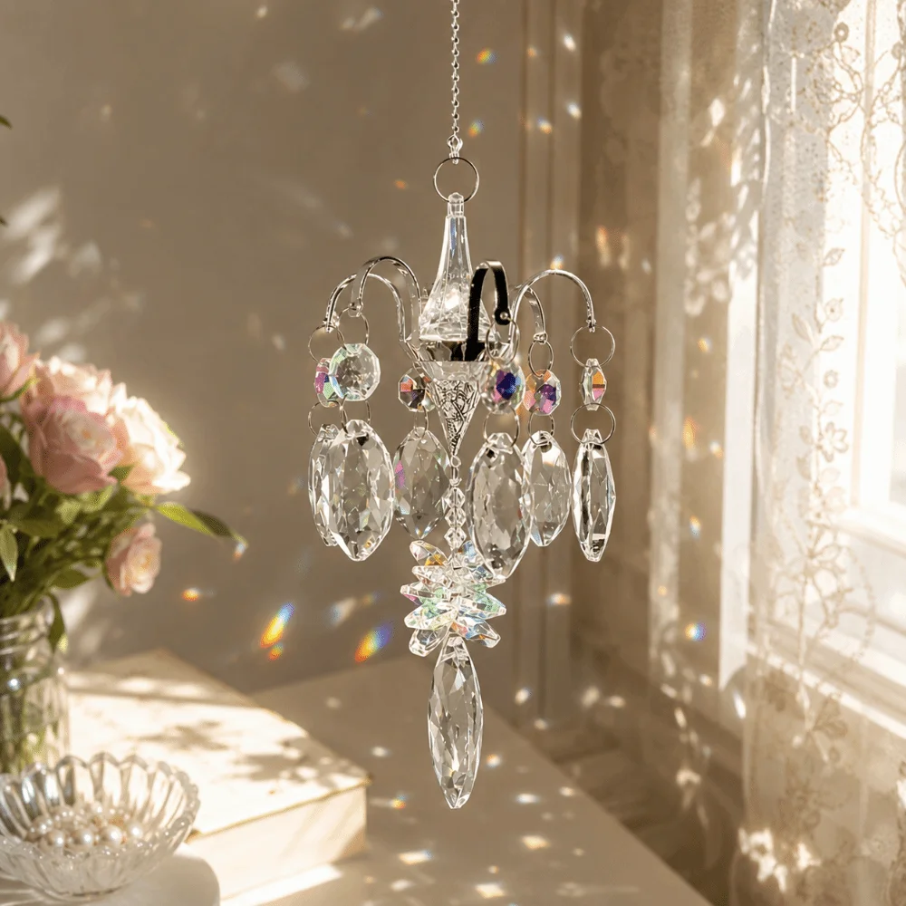 Rainbow Prism Rhinestone Pendant Sun Catcher Ornaments Home Decoration Rainbow Maker Fantasy Shiny Window Hanging Garden