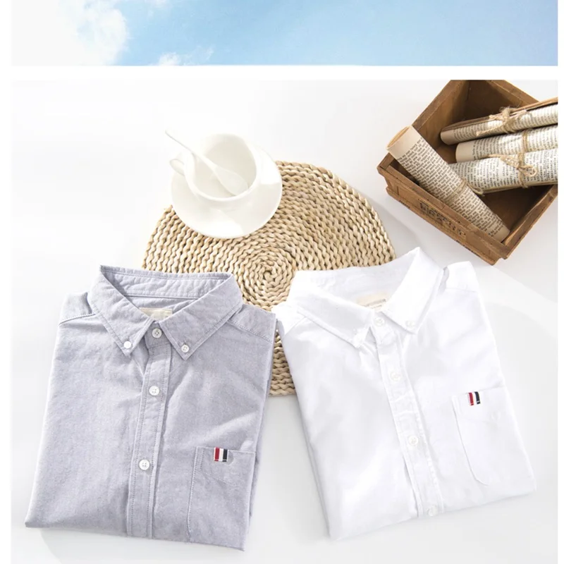 

Loose Fit Cotton Ox irt Long Sve Pure White Casual Sle Japanese Retro Design Youth Faion Autumn Top Men's Clothing