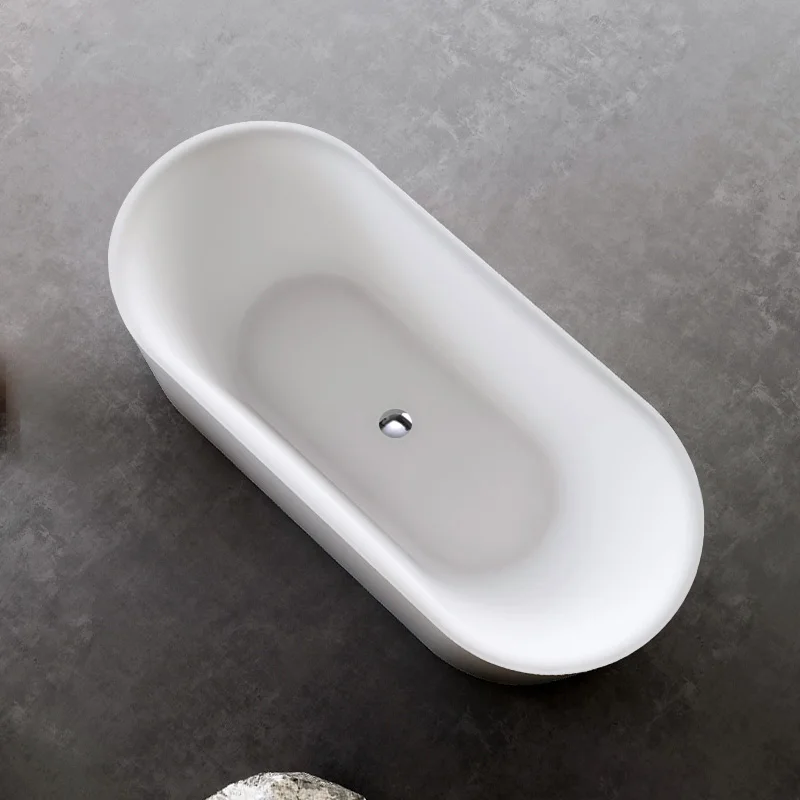 Household bathroom small apartment acrylic bathtub oval deep bath small adult integrated bathtub