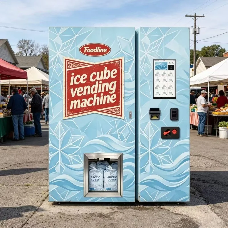 Purified Water And Ice Vending Machine Automatic Cube Ice Vending Making Machine Self‑Service Ice Vending Dispenser Unit