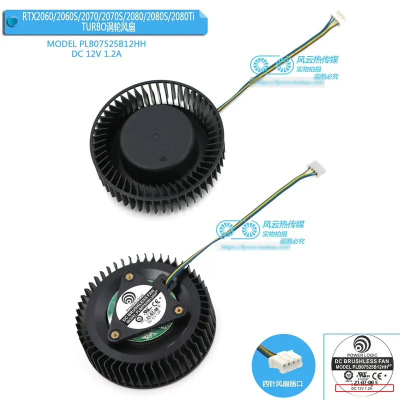 

New Cooling Fan Blower for ASUS RTX2070 RTX2080 RTX2080ti RTX2060 Super Graphics Video PLB07525B12HH DC12V 1.2A