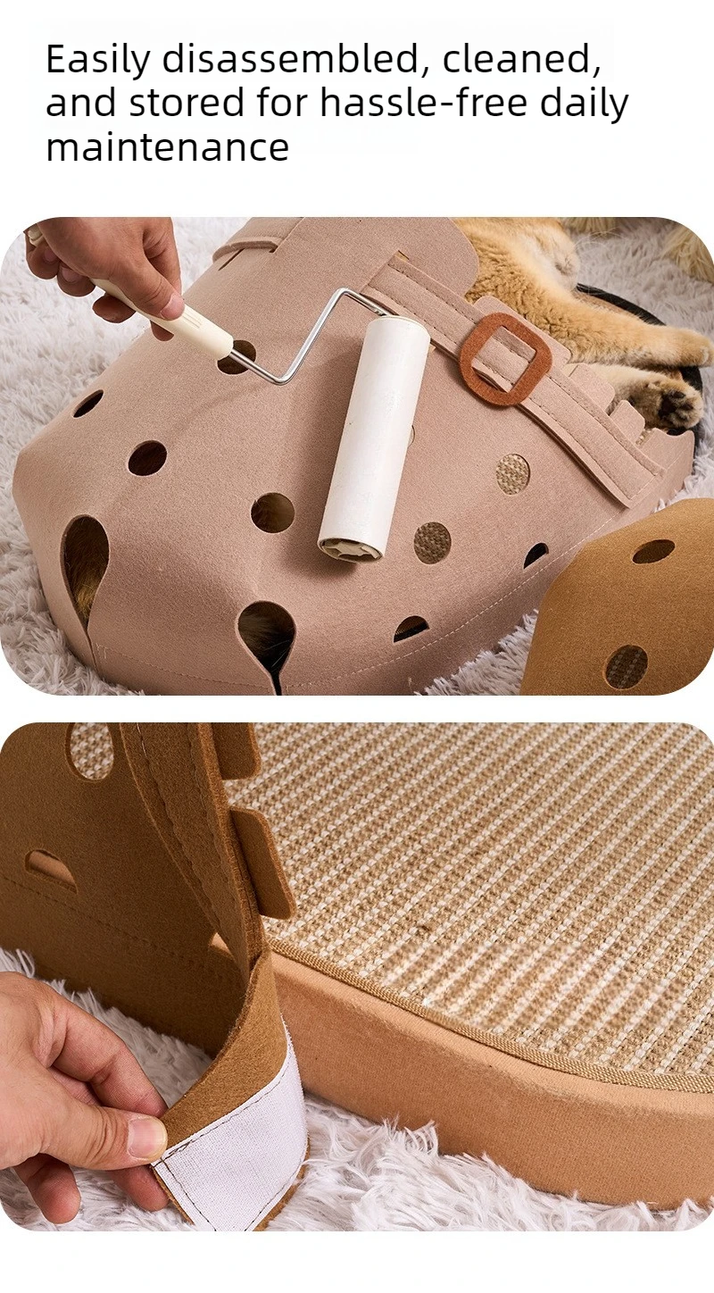 Slipper‑Style Cat Bed Sisal Scratching Pad Cat Beds Semi Enclosed Creative Breathable Kitten Beds Funny Anti Scratch Puppy House