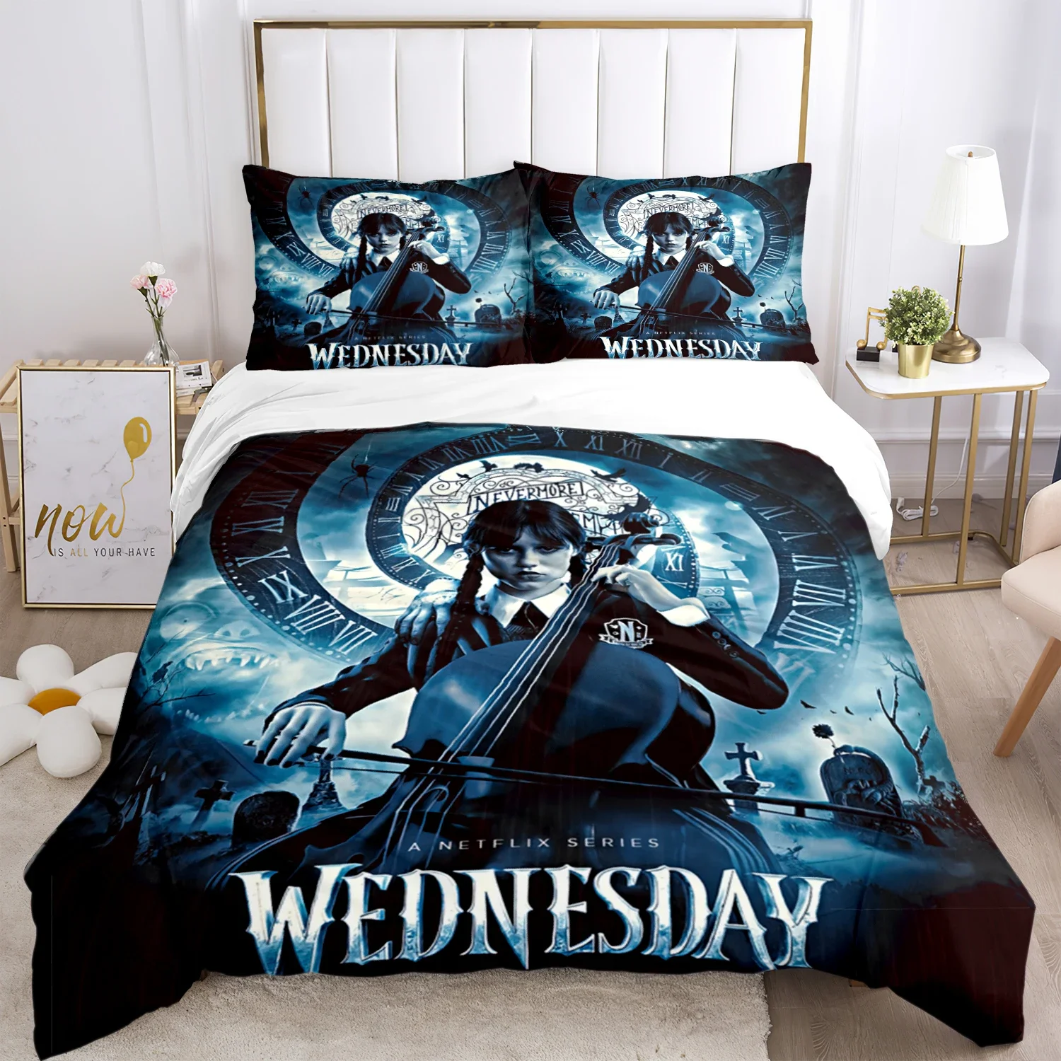 

Wednesday Print Three Piece Set Fashion Bedding Article Children or Adults for Beds Quilt Covers Pillowcases Bedding Set Gifts