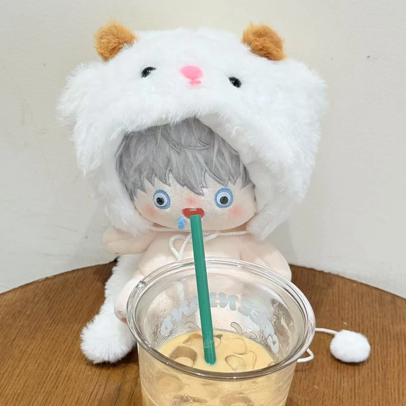 10/20 Cm Leuke Pluche Idool Pop Kleding Accessoires Cartoon Pluizige Witte Beer Schapen Hoed Diy Dress Up Pop geschenken