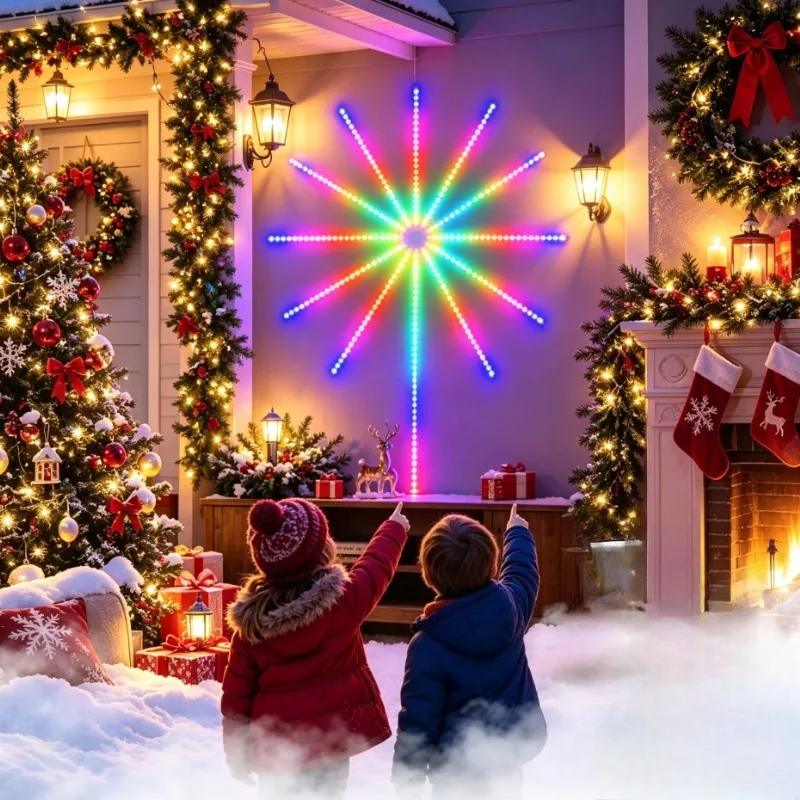 RGBIC LED Strip Light Firework Starburst Pattern Bluetooth APP USB 5V Music Sync for Christmas Party Holiday Wall USB Powered