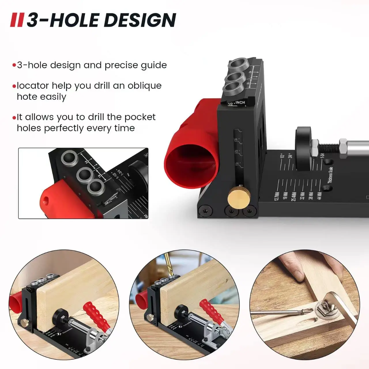 Imagem -04 - Enjoywood-ajustável Hole Puncher para Carpintaria Pocket Hole Jig Liga de Alumínio Faça Você Mesmo Carpintaria Projetos Xk4s Locator